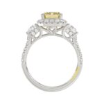 14K WHITE GOLD CRAFTED WITH 18K YELLOW GOLD SHANK 4 1/4CT ROUND/TRAPEZOID/RADIANT DIAMOND LADIES RING (CENTER STONE YELLOW RADIANT DIAMOND 3.00CT) - Image 2