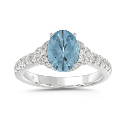 14K WHITE GOLD 2 3/4CT ROUND/BLUE OVAL DIAMONDLADIES RING (CENTER STONE BLUE OVAL DIAMOND 2CT)
