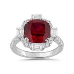 14K WHITE GOLD 1 1/4CT ROUND/EMERALD/RUBY CUSHION DIAMOND LADIES RING