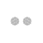14K WHITE GOLD 1 1/2CT ROUND DIAMOND LADIES FLOWER EARRINGS