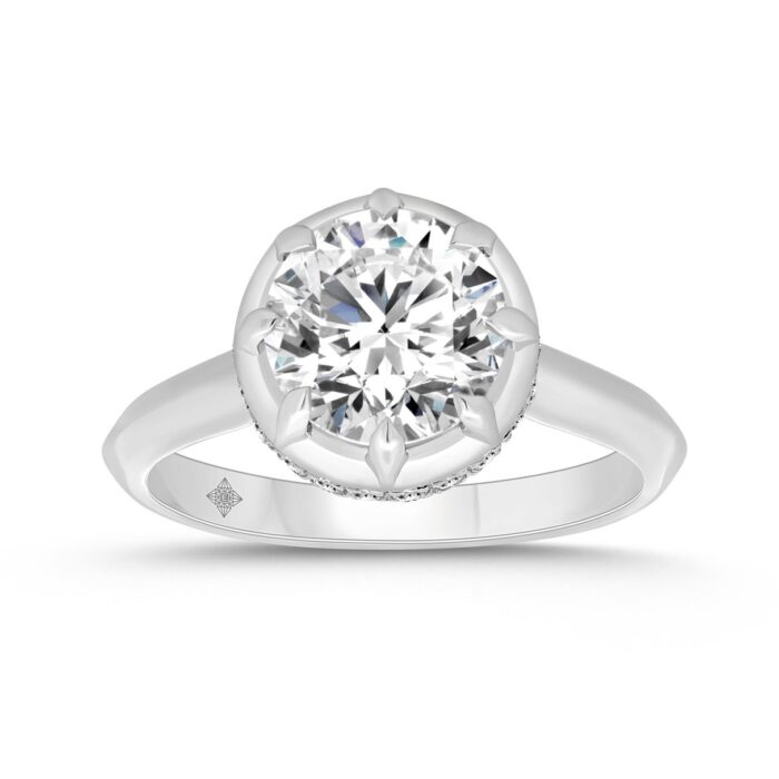 14K WHITE GOLD 2 1/2CT ROUND DIAMOND LADIES RING (CENTER STONE ROUND DIAMOND 2CT) - Image 1