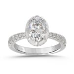 14K WHITE GOLD 2 1/2CT ROUND/OVAL DIAMOND LADIES RING (CENTER STONE OVAL DIAMOND 2CT)