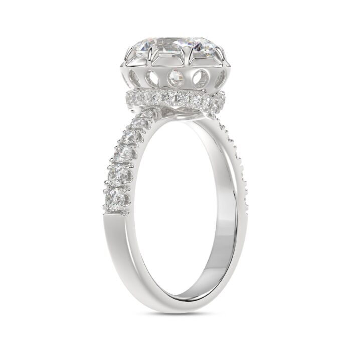 14K WHITE GOLD 2 1/2CT ROUND/OVAL DIAMOND LADIES RING (CENTER STONE OVAL DIAMOND 2CT) - Image 3