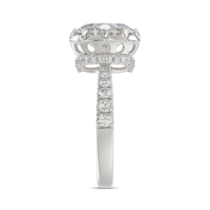 14K WHITE GOLD 2 1/2CT ROUND/OVAL DIAMOND LADIES RING (CENTER STONE OVAL DIAMOND 2CT) - Image 4