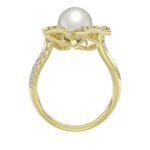 14K YELLOW GOLD 1/2CT ROUND/PEARL DIAMOND LADIES RING - Image 2