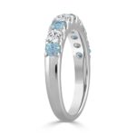14K White Gold 1.00 CT Round Blue & White Diamond Alternating Band Ring - Image 2