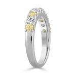 14K White Gold 1.00 CT Round Yellow & White Diamond Alternating Band Ring - Image 3