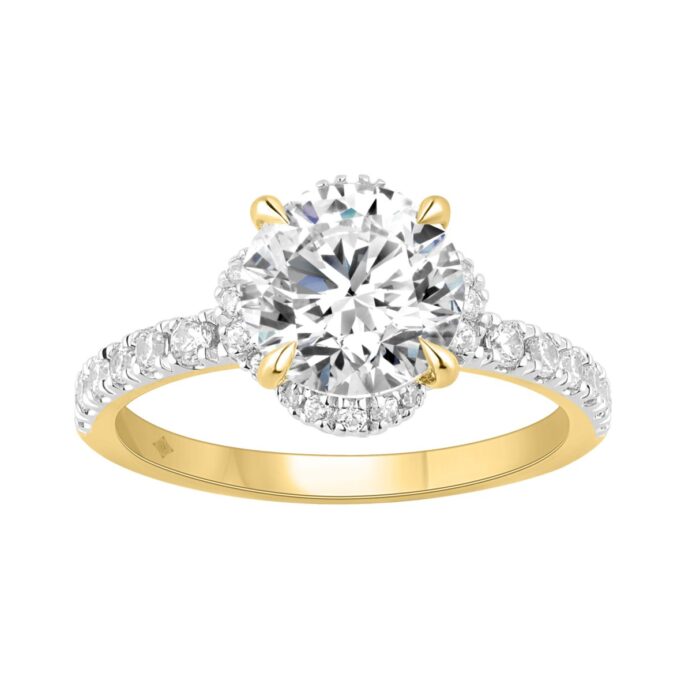 14K YELLOW GOLD 2 1/2CT ROUND DIAMOND LADIES RING (CENTER STONE ROUND DIAMOND 2CT) - Image 1