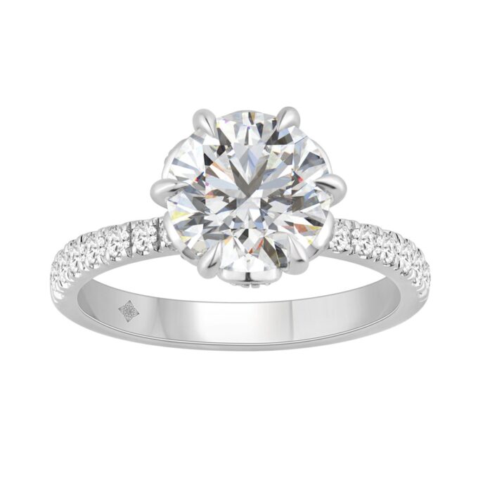 14K WHITE GOLD 2 1/2CT ROUND DIAMOND LADIES RING (CENTER STONE ROUND DIAMOND 2CT) - Image 1