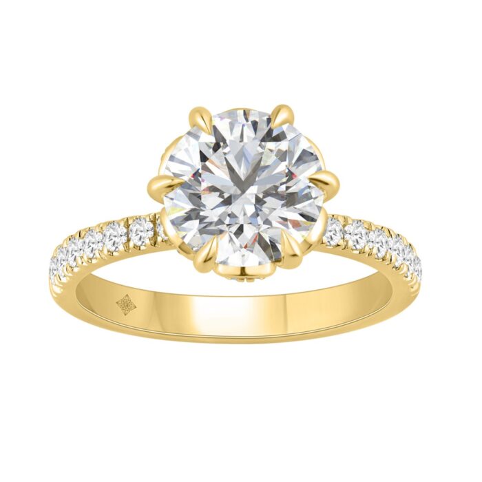 14K YELLOW GOLD 2 1/2CT ROUND DIAMOND LADIES RING (CENTER STONE ROUND DIAMOND 2CT) - Image 1