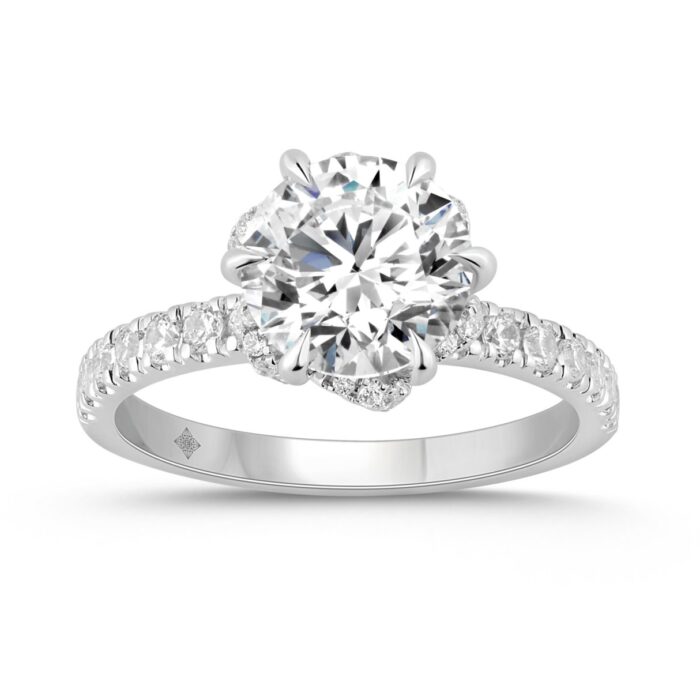 14K WHITE GOLD 2 1/2CT ROUND DIAMOND LADIES RING (CENTER STONE ROUND DIAMOND 2CT) - Image 1
