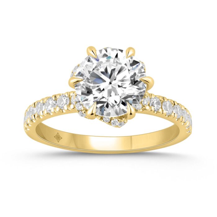 14K YELLOW GOLD 2 1/2CT ROUND DIAMOND LADIES RING (CENTER STONE ROUND DIAMOND 2CT) - Image 1