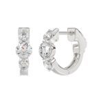 14K WHITE GOLD 1.00CT ROUND DIAMOND LADIES HOOPS EARRINGS - Image 3