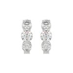 14K WHITE GOLD 1 1/2CT ROUND DIAMOND LADIES HOOPS EARRINGS