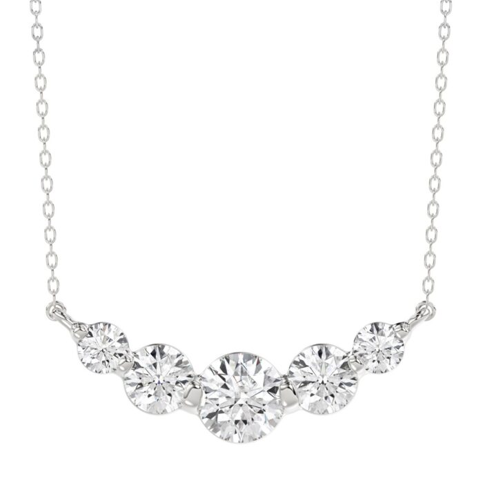 14K WHITE GOLD 1.00CT ROUND DIAMOND LADIES NECKLACE - Image 1