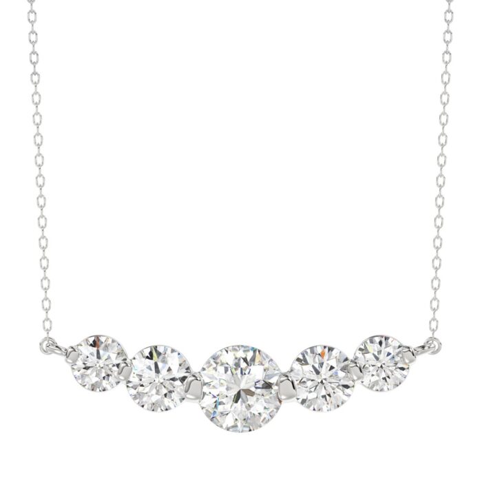 14K WHITE GOLD 1 3/4CT ROUND DIAMOND LADIES NECKLACE - Image 1