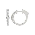 14K WHITE GOLD 1.00CT ROUND DIAMOND LADIES HOOPS EARRINGS - Image 2