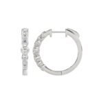 14K WHITE GOLD 1.00CT ROUND DIAMOND LADIES HOOPS EARRINGS - Image 2