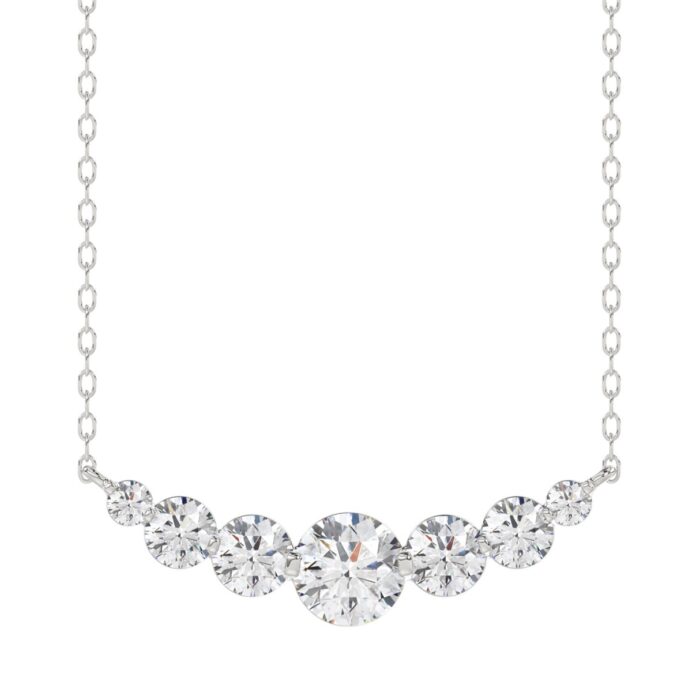 14K WHITE GOLD 1.00CT ROUND DIAMOND LADIES NECKLACE - Image 1