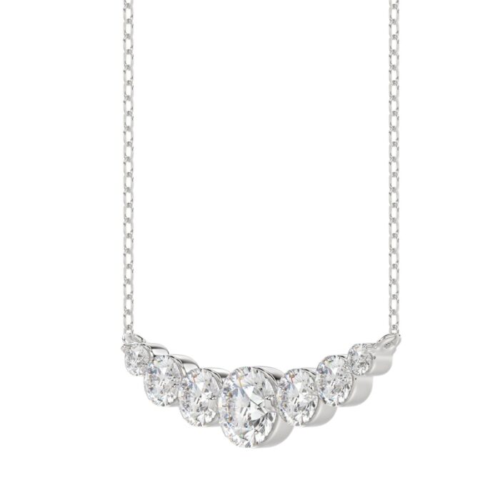 14K WHITE GOLD 1.00CT ROUND DIAMOND LADIES NECKLACE - Image 2
