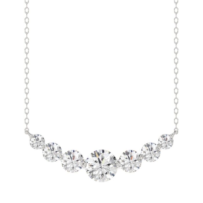 14K WHITE GOLD 1 3/4CT ROUND DIAMOND LADIES NECKLACE - Image 1