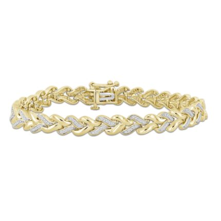 STERLING SILVER YELLOW 1/3CT ROUND DIAMOND LADIES BRACELET
