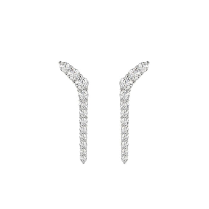 14K WHITE GOLD 1/2CT ROUND DIAMOND LADIES EARRINGS - Image 1