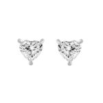 14K WHITE GOLD 1 1/2CT HEART DIAMOND LADIES STUDS EARRINGS