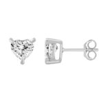 14K WHITE GOLD 1 1/2CT HEART DIAMOND LADIES STUDS EARRINGS - Image 2