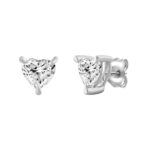 14K WHITE GOLD 1 1/2CT HEART DIAMOND LADIES STUDS EARRINGS - Image 3