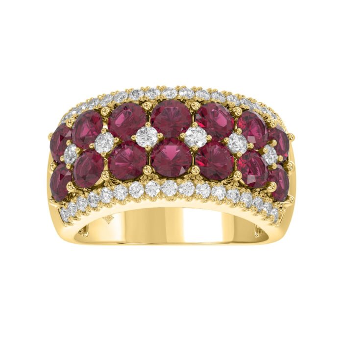 14K YELLOW GOLD 4.00CT ROUND DIAMOND LADIES RING (CENTER STONE ROUND RUBY DIAMOND 3 1/2CT) - Image 1