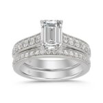 14K WHITE GOLD 2 1/2CT ROUND/EMERALD DIAMOND LADIES BRIDAL SET (CENTER STONE EMERALD DIAMOND 1 5/8CT)
