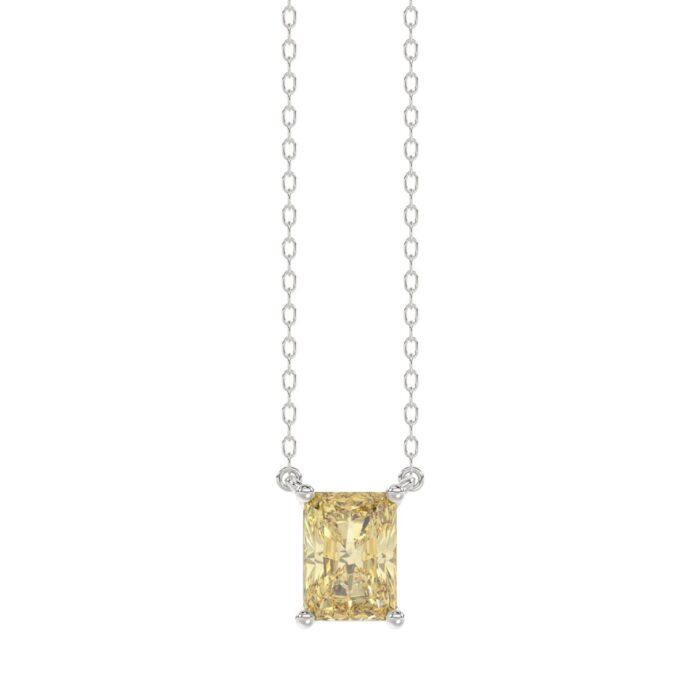 14K WHITE GOLD 1.00CT YELLOW RADIANT DIAMOND LADIES PENDANT - Image 1