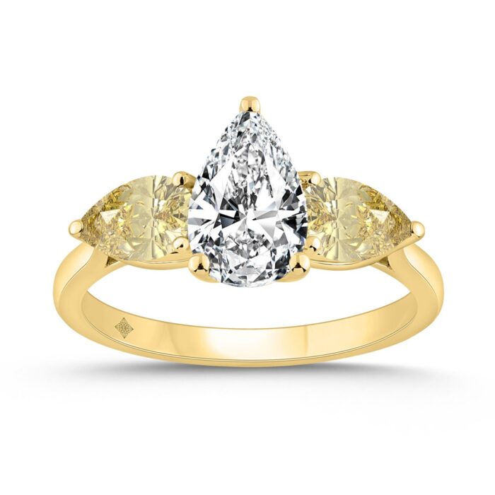 14K YELLOW GOLD 2 1/4CT PEAR DIAMOND LADIES RING (CENTER STONE PEAR DIAMOND 1 1/5CT) - Image 1