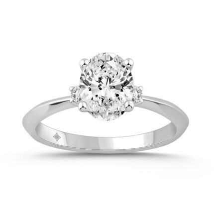 14K WHITE GOLD 1 1/2CT OVAL/ROUND DIAMOND LADIES RING