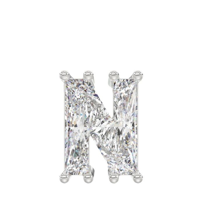 14K WHITE GOLD 1 1/2CT FANCY CUT ALPHABET DIAMOND MEN'S CHARM PENDANT - Image 1