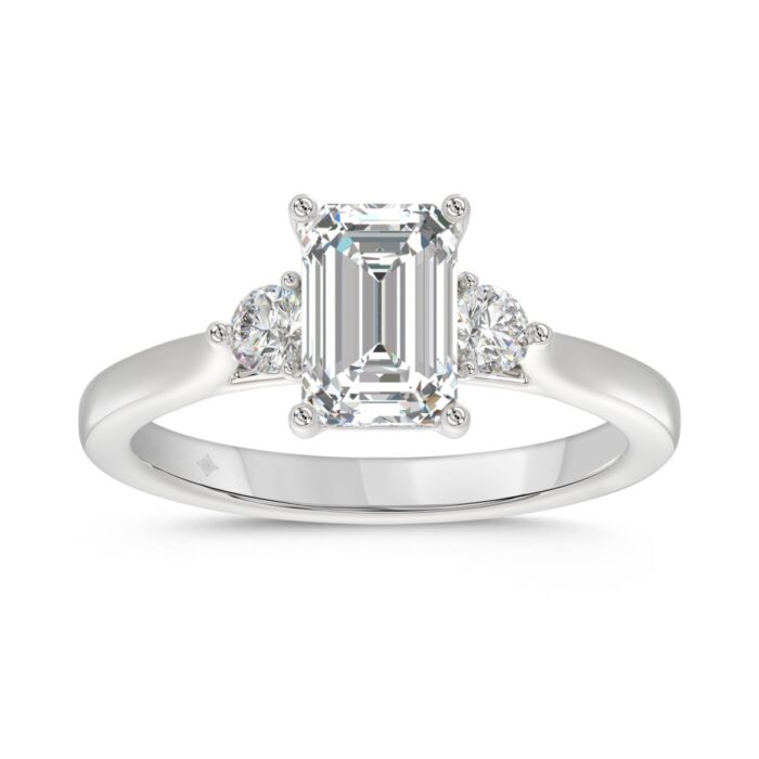 14K WHITE GOLD 2.00CT ROUND/EMERALD DIAMOND LADIES RING - Image 1