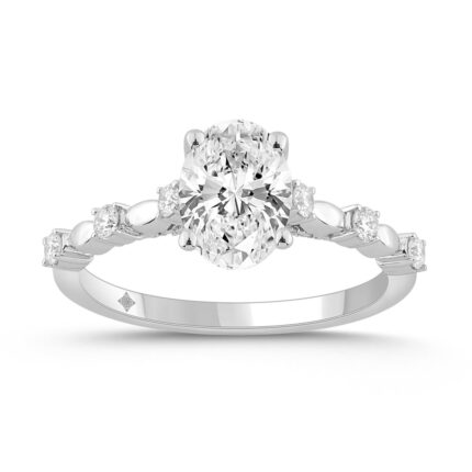 14K WHITE GOLD 1 5/8CT ROUND/OVAL DIAMOND LADIES RING