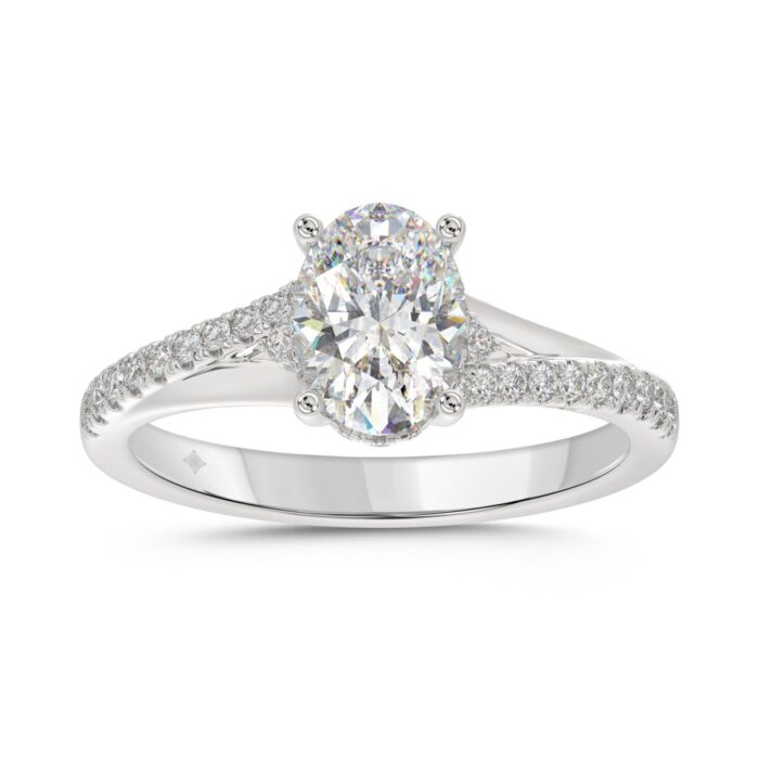 14K WHITE GOLD 1 1/2CT ROUND/OVAL DIAMOND LADIES RING - Image 1