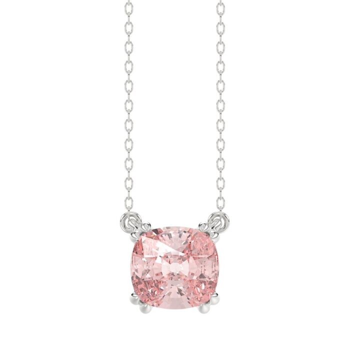 14K WHITE GOLD 2.00CT PINK CUSHION DIAMOND LADIES PENDANT - Image 1