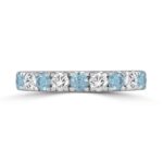 14K White Gold 1.00 CT Round Blue & White Diamond Alternating Band Ring - Image 3