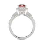 14K WHITE GOLD 2 3/4CT ROUND/BAGUETTE/RADIANT DIAMOND LADIES RING (CENTER STONE PINK RADIANT DIAMOND 2CT) - Image 2