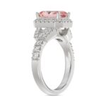 14K WHITE GOLD 2 3/4CT ROUND/BAGUETTE/RADIANT DIAMOND LADIES RING (CENTER STONE PINK RADIANT DIAMOND 2CT) - Image 3