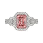 14K WHITE GOLD 2 3/4CT ROUND/BAGUETTE/RADIANT DIAMOND LADIES RING (CENTER STONE PINK RADIANT DIAMOND 2CT) - Image 5