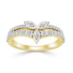 14K YELLOW GOLD 3/4CT ROUND/MARQUISE DIAMOND LADIES RING