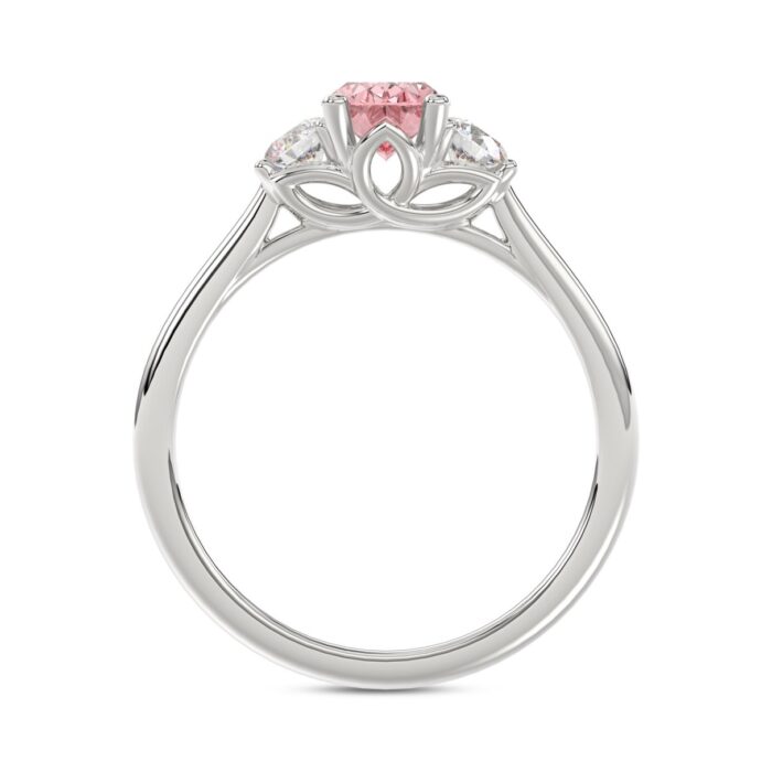 14K WHITE GOLD 1 1/3CT PINK OVAL/ROUND DIAMOND LADIES RING (CENTER STONE PINK OVAL DIAMOND 1CT) - Image 2