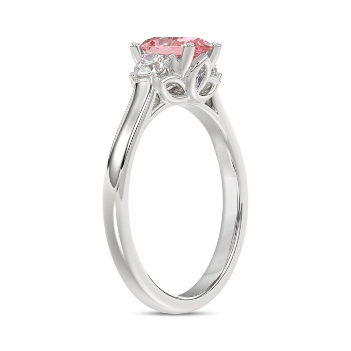 14K WHITE GOLD 1 1/3CT PINK OVAL/ROUND DIAMOND LADIES RING (CENTER STONE PINK OVAL DIAMOND 1CT) - Image 3