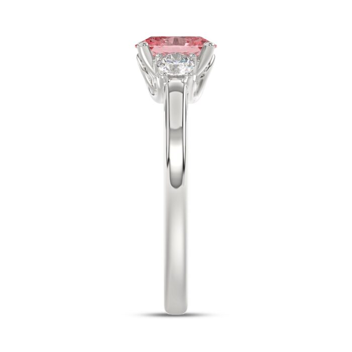 14K WHITE GOLD 1 1/3CT PINK OVAL/ROUND DIAMOND LADIES RING (CENTER STONE PINK OVAL DIAMOND 1CT) - Image 4