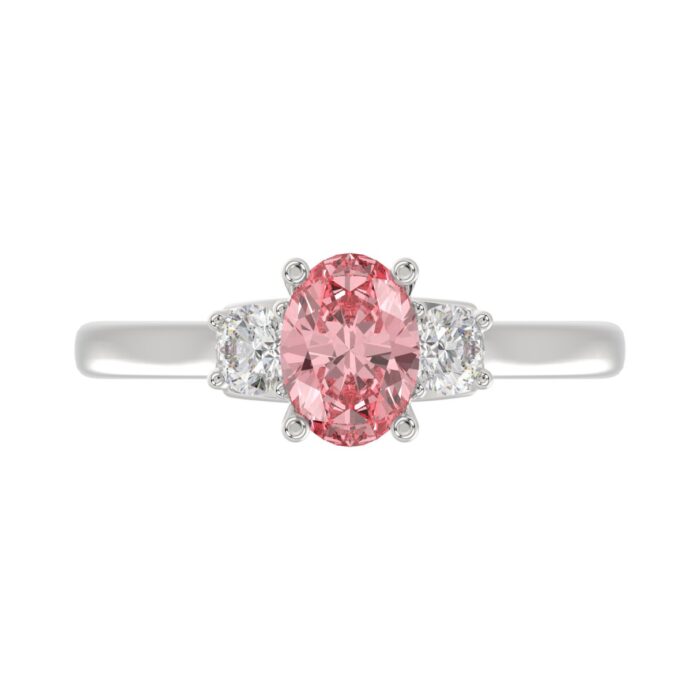 14K WHITE GOLD 1 1/3CT PINK OVAL/ROUND DIAMOND LADIES RING (CENTER STONE PINK OVAL DIAMOND 1CT) - Image 5