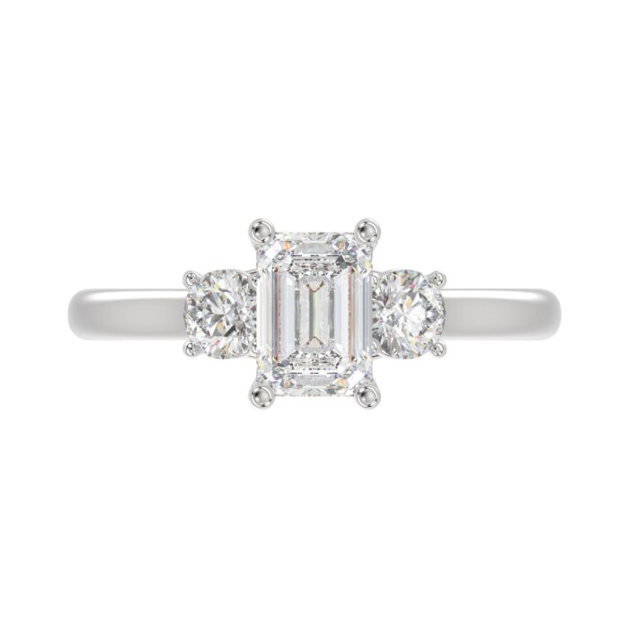 14K WHITE GOLD 1 3/8CT EMERALD/ROUND DIAMOND LADIES RING (CENTER STONE EMERALD DIAMOND 1CT) - Image 5